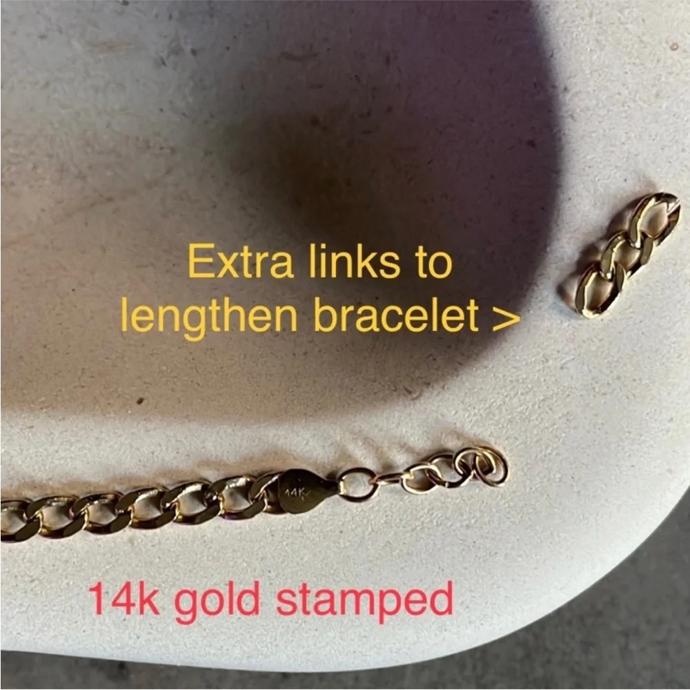 Ring Concierge 14k Gold Curb Chain Bracelet with Real Diamonds - Picture 4 of 4